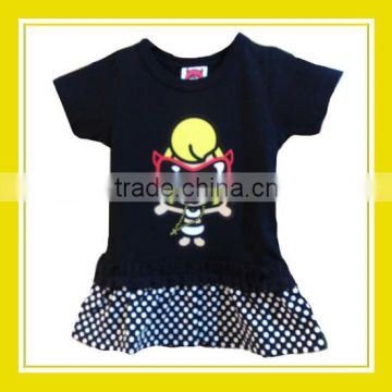 2016 Fashion Products Bros Baby Rinne Short Sleeve Black White Dotted Cotton Dress