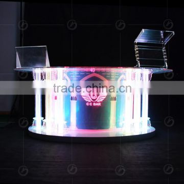 night bar acrylic LED table designs, night club dj facade, night bar booth