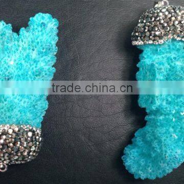 Crystal Pave Red Coral Branch Pendant photo-3