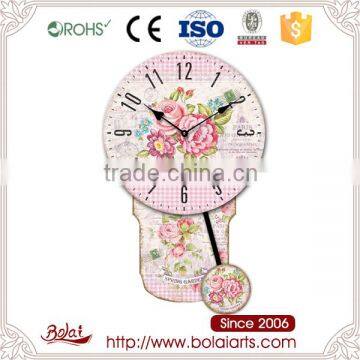 Customized pink flowers and postmark customized pendulum wall clocks