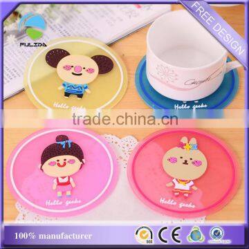 Korea purchase custom transparent pink flexible soft PVC decorating cup coaster