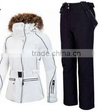 Newest Women cotton snowboard waterproof fabricski wear skiing suit Ski jacket + pants one hat and one glove