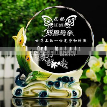 Pujiang crystal new design circular crystal award trophy