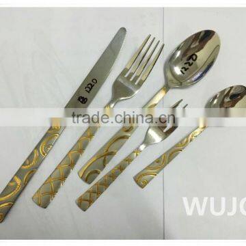 Gold plated 72/84 Pcs stainless steel cutlery set flatware with mirror polish