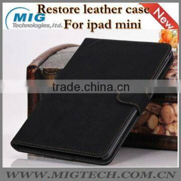Restore style leather case for ipad mini, for ipad mini case