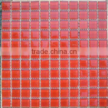 Red glass mosaic tiles