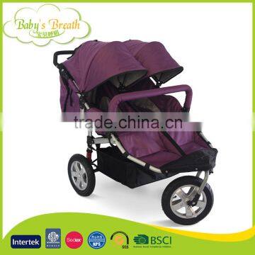 BS-56A 5 point safety belt luxury baby pram stroller china, double baby jogger made in china