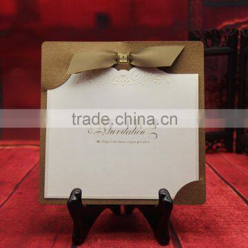 Yiwu factory cheap price ribbon bow wedding card invitations