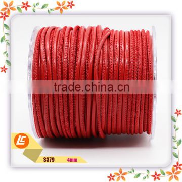 Jewelry Decoration Napa Pink Leather Cord Wholesale, Round Leather Cord Stitched napa leather cord and sterling