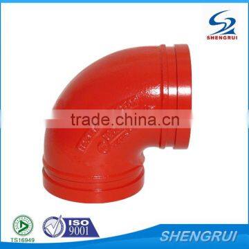 FM/UL approved fire fighting ductile iron 45 degree grooved elbow