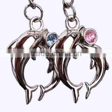 3D dophine silver metal keychain