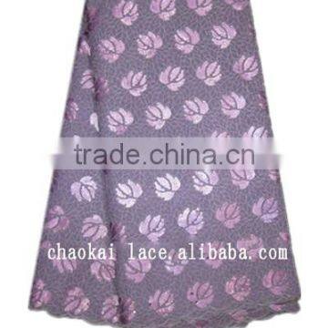High quality african polyester lace fabric/african sequins polyester and net lace fabric/Special treatment lace fabric