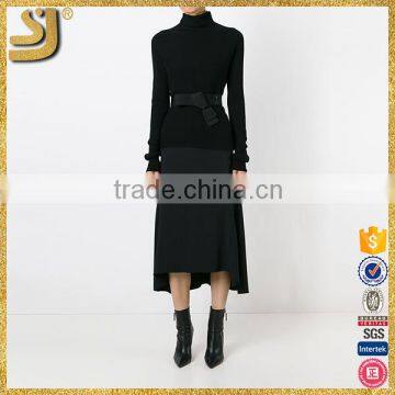 Black Long Sleeve Woman Wool Winter Sweater photo-2