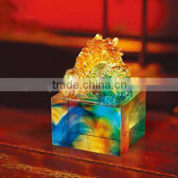 Promotional liuli crafts/crystal liuli dragon seal