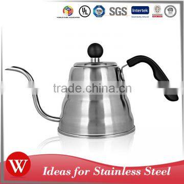 Durable satin finished 1.2 L pour over drip coffee kettle stainless steel kettle