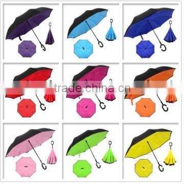 2016 Newly-developped Anti-wet print design Reversed Open easy taken C handle 190T pongee Material Umbrella inverted                        
                                                Quality Choice