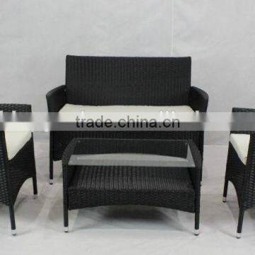 4pc Outdoor Patio Garden Furniture Wicker Rattan Sofa Set Black