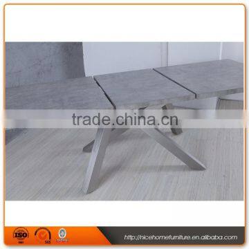 2016 Hot Sell 8 Seater Wood Dining Table Designs With Stainless Steel Legs