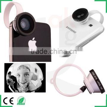 For iPhone 5S 6 plus htc one m7 m8 m9 max samsung galaxy s5 s6 circular clip camera lens kit 3in1 combo