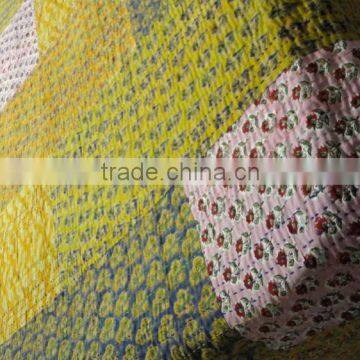 Double Bed Size Colorful Patchwork Kantha Bed Cover Double Bed Size Cotton Fabric Bedspread Fruit Printed Patches photo-5