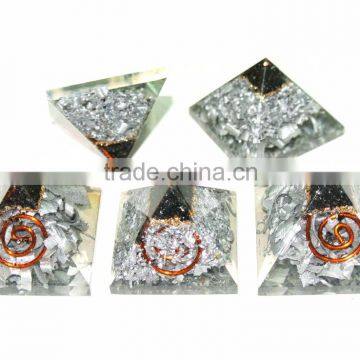 Black Tourmaline Baby Orgone Metal Layer Pyramid