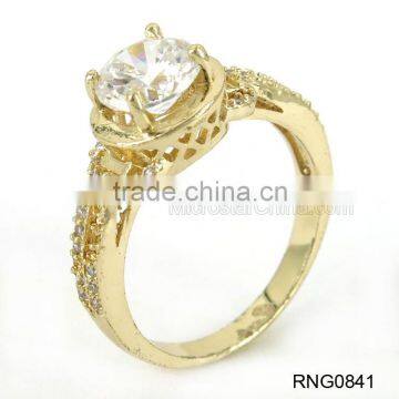 2015 Latest Design Diamond Copper Ring Plated Gold Wedding Ring Supplier photo-5