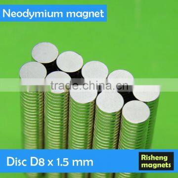 N35 magnets for sale Neodymium disc D8x1.5mm ndfeb magnet