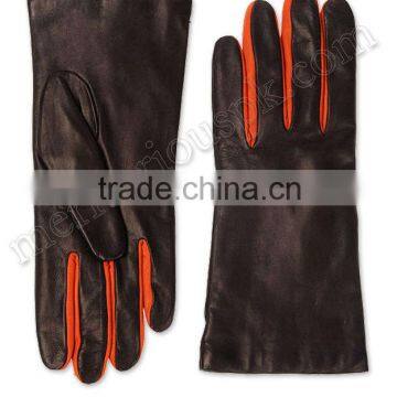 Black Red Ladies Fashion Leather Dressing Gloves