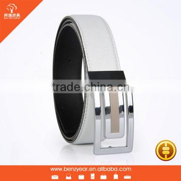 Mens Black and White 2 layer Pin Buckle Leather Belt