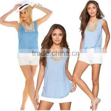 JPSKIRT1605470 Elegant Cute Girls Cotton Deep Blue Shirt