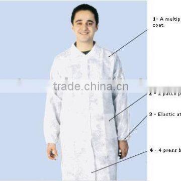 Nonwoven 25g white labcoat