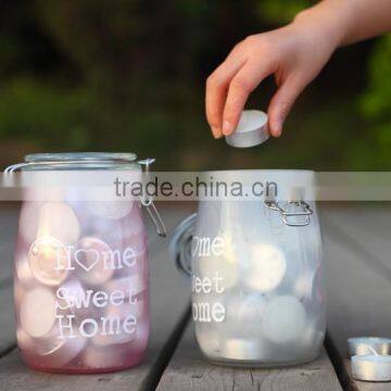 Wholesale Scented Decorating Firing Frosted Round Glass Candle Jars and Lids