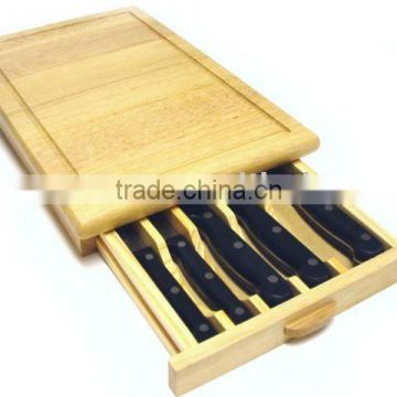 Rubber Wood Cheese Board with Knife and Rectangle Shape for Cheese Cutting Chopping and Table and Dining