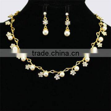 Gray Pearl Rhinestone Gold Tone Fashion Party Jewelry Set african wedding jewellery set