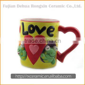 Cartoon animal hand-painted mug with figurine inside