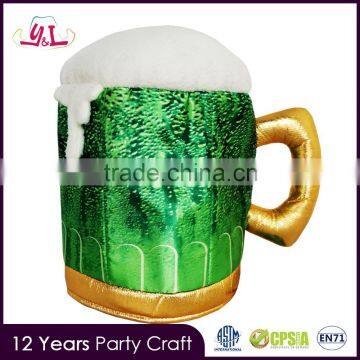 Hot Selling Premium St. Patrick's Day Custom Beer Helmet Drinking Hat Frothy Beer Mug Hat