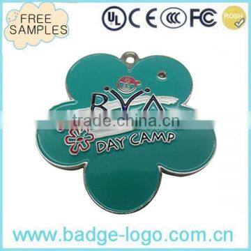 custom flower shape silver dog tag