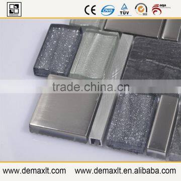 300x300mm Kitchen Back Splash Crystal Glass Mix Marble Mosaic Tile for Home Decorative photo-4