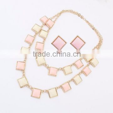 Latest design summer joker sweet double squar statement jewelry sets form china wholesale market