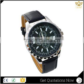 Trade assurance genuine leather strip quartz calender dispaly watch Y005