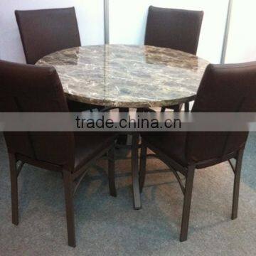 modern metal wood and lether dining table and chairs 1+4 sets