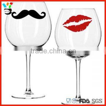 "his & her " personal stemed mustache wine glass