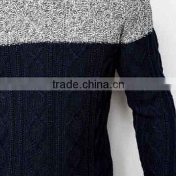 high quality pullover men fashion round neck sweater , Knit Colour Block Jumper