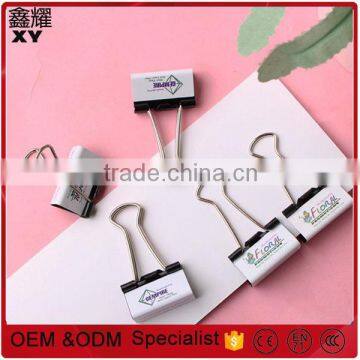 customer logo printing white sticker label fancy metal binder clips