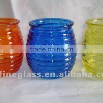 High Quality and Distinctive color spiricle glass Candle Holder/glass jar