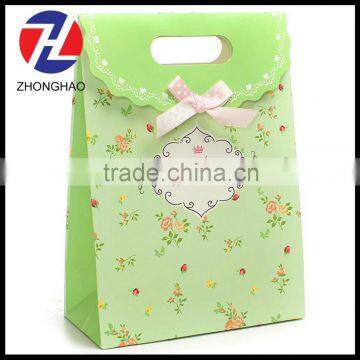 2015 New Arrived wholesale craft unique with ribbon customized printed paper elegant bag