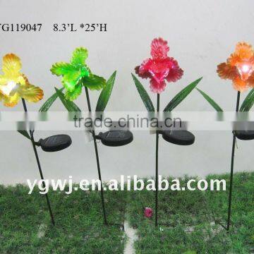 solar metal flower lawn stake