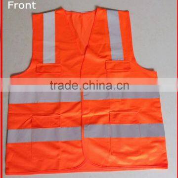 hot design fashion orange reflective safety vests with pockets