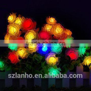 Multicolor Rose string lights solar garden lights 20led outdoor Fairy Light String