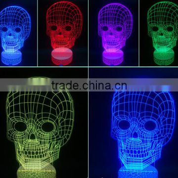 USB Skull Colorful Night Light / 3D LED Lamp Light / 3d led skull lamp